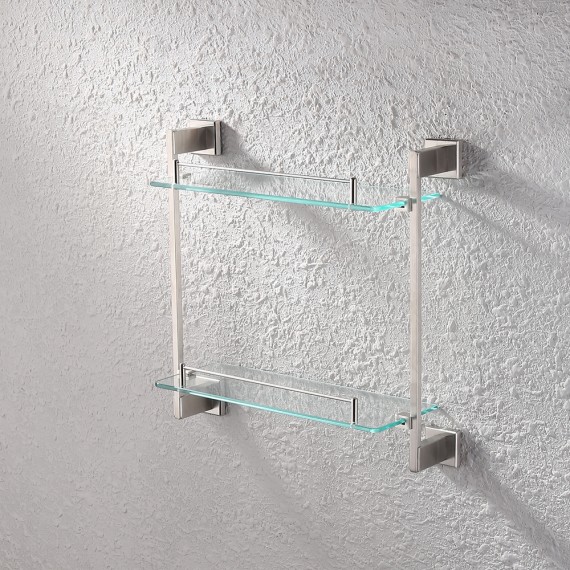 KES Bathroom Glass Shelf 2 Tier Shower Caddy Bath Basket Stainless Steel RUSTPROOF Wall Mount Brushed Finish, A2420B-2